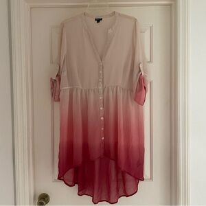TORRID - Lexie - Chiffon Babydoll High low tunic ombre sheer hi-lo Blouse 1X